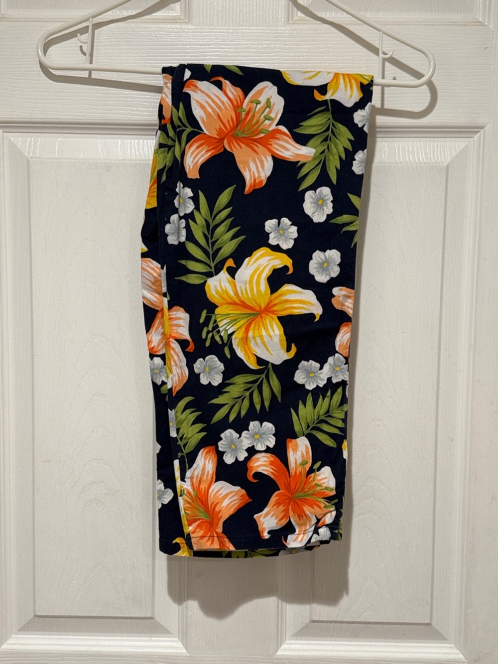 Ralph Lauren Navy Capris with Orange & Yellow Floral Print